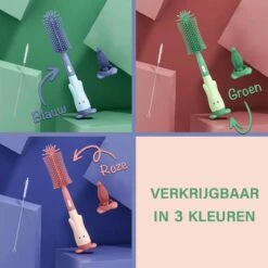 Baby Flessenborstel - Flessenreiniger - Flessenborstel Siliconen - Flesvoedingsaccessoires - BPA Vrij - Blauw - 3 In 1 -Babyproducten Serie Winkel 1200x1200 1393