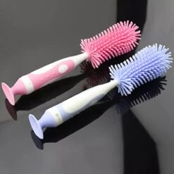 Merkloos Flessenborstel - Schoonmaakborstel Babyfles - Flessenreiniger - Fles Afwasborstel - Borstel Voor Drinkbus Of Drinkfles - Silicone - Duurzaam - Roze -Babyproducten Serie Winkel 1200x1200 1415