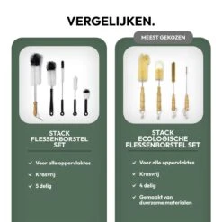 STACK Flessenborstel Set | Speenborstel Set - Flessen Reiniger Set - Melkfles Borstel Set - Drinkfles Reiniger Set - Schoonmaakborstel Set - Flessenreiniger Set - Pijpenborstel - Kras En BPA Vrij - 5 Delige Set Voor Ieder Oppervlak -Babyproducten Serie Winkel 1200x1200 1417