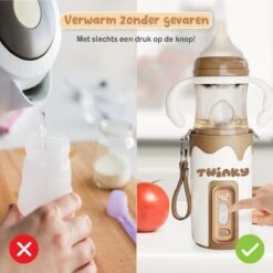 Twinky® Bottlewarmer GO – Draagbare Baby Flessenwarmer Voor Onderweg En Thuis – Incl. PPSU-Kwaliteit Babyflesje + Poederdoosje – USB-C Oplaadbaar -Babyproducten Serie Winkel 1200x1200 1515