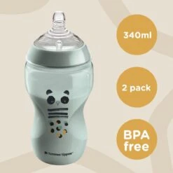Tommee Tippee Closer To Nature - Zuigflessen - Normale Uitstroomsnelheid - Anti-colic Ventiel - 340 Ml - Verpakking Van 2 Stuks - Groen En Zwart -Babyproducten Serie Winkel 1200x1200 1613