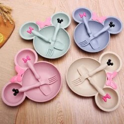 Merkloos Peuter Baby Dinerbord-Servies Voor Kinderen-Eetset Voor Kinderen-Kinderserviesset-3 Delig-Duurzaam-Eco Friendly-Tarwe-Minnie-Roze -Babyproducten Serie Winkel 1200x1200 1634