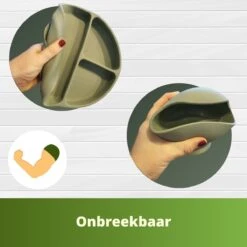 Ik Ben Zo Mooi Onbreekbaar Siliconen Kinderservies Met Zuignap Bordje Voor Baby En Kind - Servies Set Van 5 Stuks - Sage Groen -Babyproducten Serie Winkel 1200x1200 1639