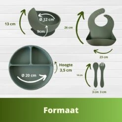 Ik Ben Zo Mooi Onbreekbaar Siliconen Kinderservies Met Zuignap Bordje Voor Baby En Kind - Servies Set Van 5 Stuks - Sage Groen -Babyproducten Serie Winkel 1200x1200 1644