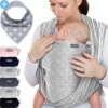 Makimaja Baby Sling - Licht Grijs Met Sterren - Hoge Kwaliteit 100% Natuurlijk Katoen Baby Sling - Baby Sling Pasgeborene En Baby's Tot 15 Kg - Plus Inclusief: Baby Slabbetje -Babyproducten Serie Winkel 1200x1200 268