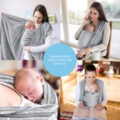 Makimaja Baby Sling - Licht Grijs Met Sterren - Hoge Kwaliteit 100% Natuurlijk Katoen Baby Sling - Baby Sling Pasgeborene En Baby's Tot 15 Kg - Plus Inclusief: Baby Slabbetje -Babyproducten Serie Winkel 1200x1200 270