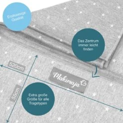 Makimaja Baby Sling - Licht Grijs Met Sterren - Hoge Kwaliteit 100% Natuurlijk Katoen Baby Sling - Baby Sling Pasgeborene En Baby's Tot 15 Kg - Plus Inclusief: Baby Slabbetje -Babyproducten Serie Winkel 1200x1200 273