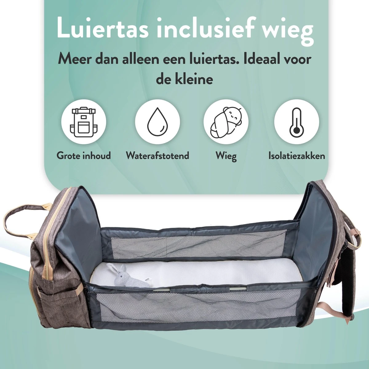 Luiertas Rugzak - Monx Luiertas Verzorgingstas Met Uitklapbaar Babybedje - Overzichtelijke Luierrugzak Extra Buggy En Kinderwagen Haken Inclusief Geïsoleerde Flessenhouder - Grijs 16 Luiertas Rugzak - Monx Luiertas Verzorgingstas Met Uitklapbaar Babybedje - Overzichtelijke Luierrugzak Extra Buggy En Kinderwagen Haken Inclusief Geïsoleerde Flessenhouder - Grijs - Afbeelding 14