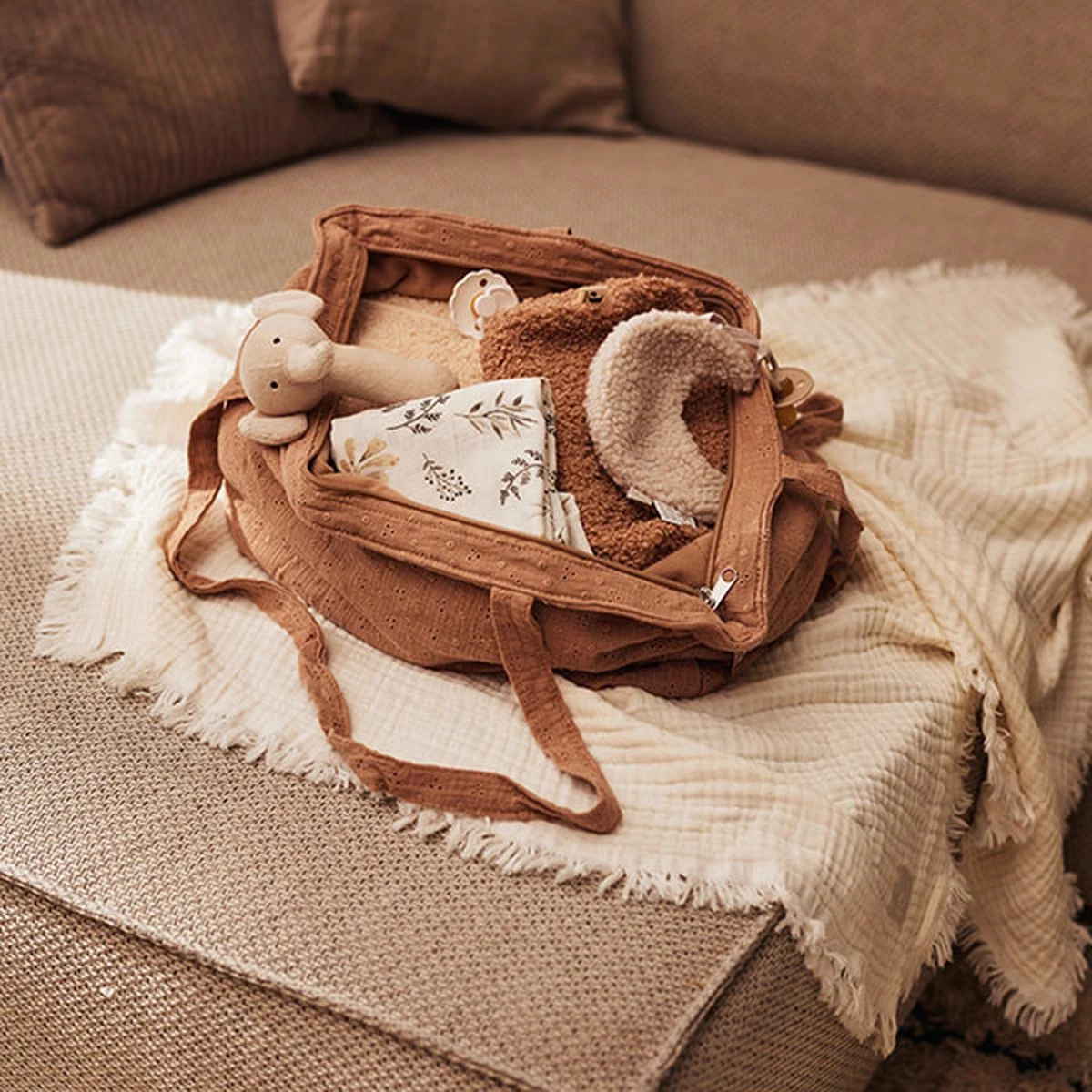 Jollein Shopper Embroidery - Biscuit 16 Jollein Shopper Embroidery - Biscuit - Afbeelding 14