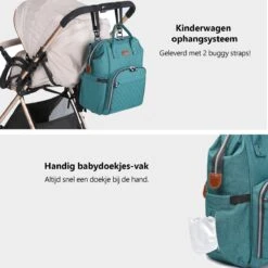 Miss Lulu Luiertas Rugzak - Inclusief Buggy En Kinderwagen Haken - Groen (E6705 GN) -Babyproducten Serie Winkel 1200x1200 366