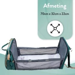 Luiertas Rugzak - Monx Luiertas Verzorgingstas Met Uitklapbaar Babybedje - Overzichtelijke Luierrugzak Extra Buggy En Kinderwagen Haken Inclusief Geïsoleerde Flessenhouder - Groen -Babyproducten Serie Winkel 1200x1200 386