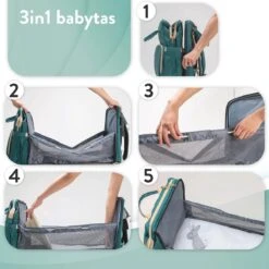 Luiertas Rugzak - Monx Luiertas Verzorgingstas Met Uitklapbaar Babybedje - Overzichtelijke Luierrugzak Extra Buggy En Kinderwagen Haken Inclusief Geïsoleerde Flessenhouder - Groen -Babyproducten Serie Winkel 1200x1200 389