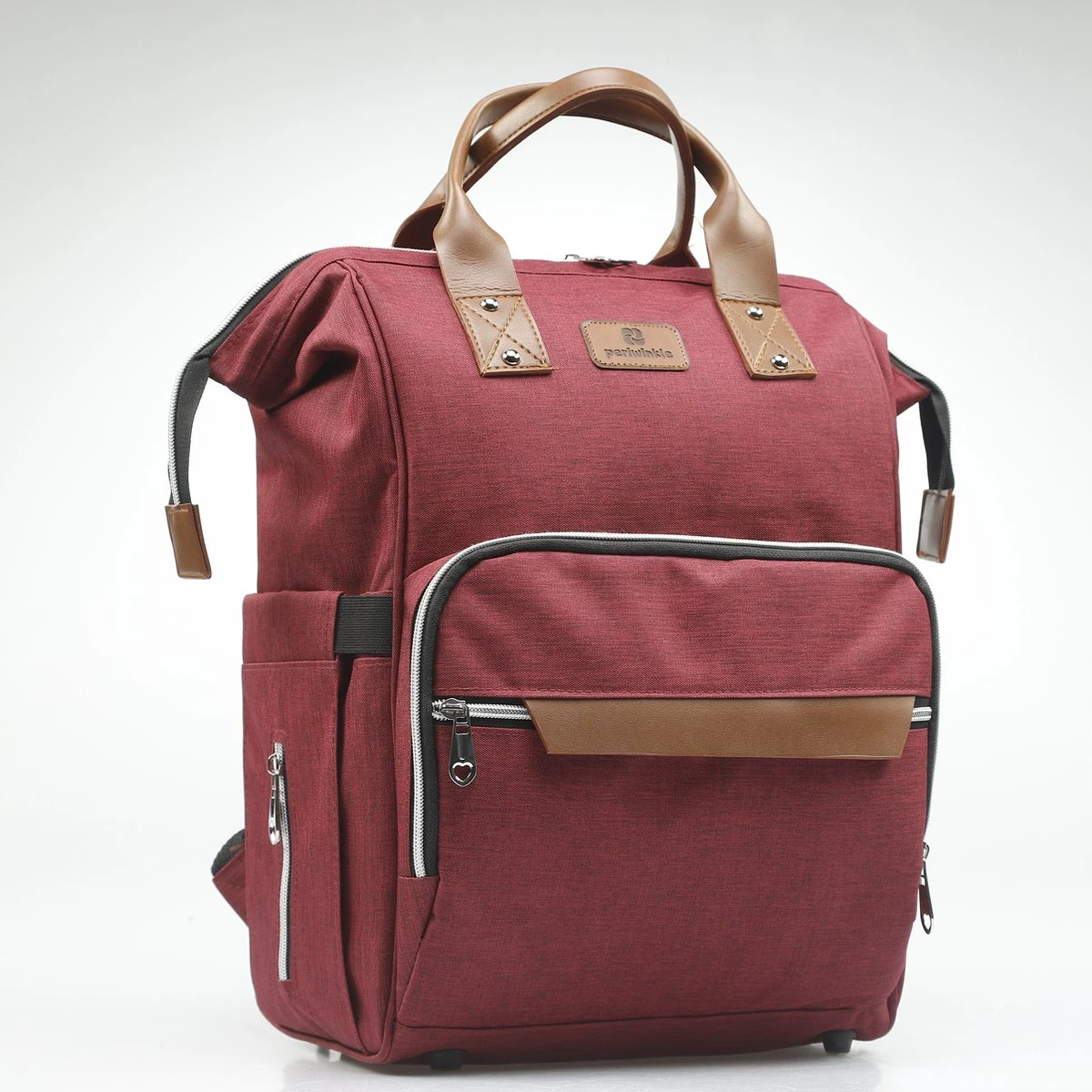 Periwinkle - Luiertassen - Waterproof Baby Verzorgingstas - Baby Rugzak - Luiertas - Verzorgingstas - Linnen - Bordeaux 5 Periwinkle - Luiertassen - Waterproof Baby Verzorgingstas - Baby Rugzak - Luiertas - Verzorgingstas - Linnen - Bordeaux - Afbeelding 3