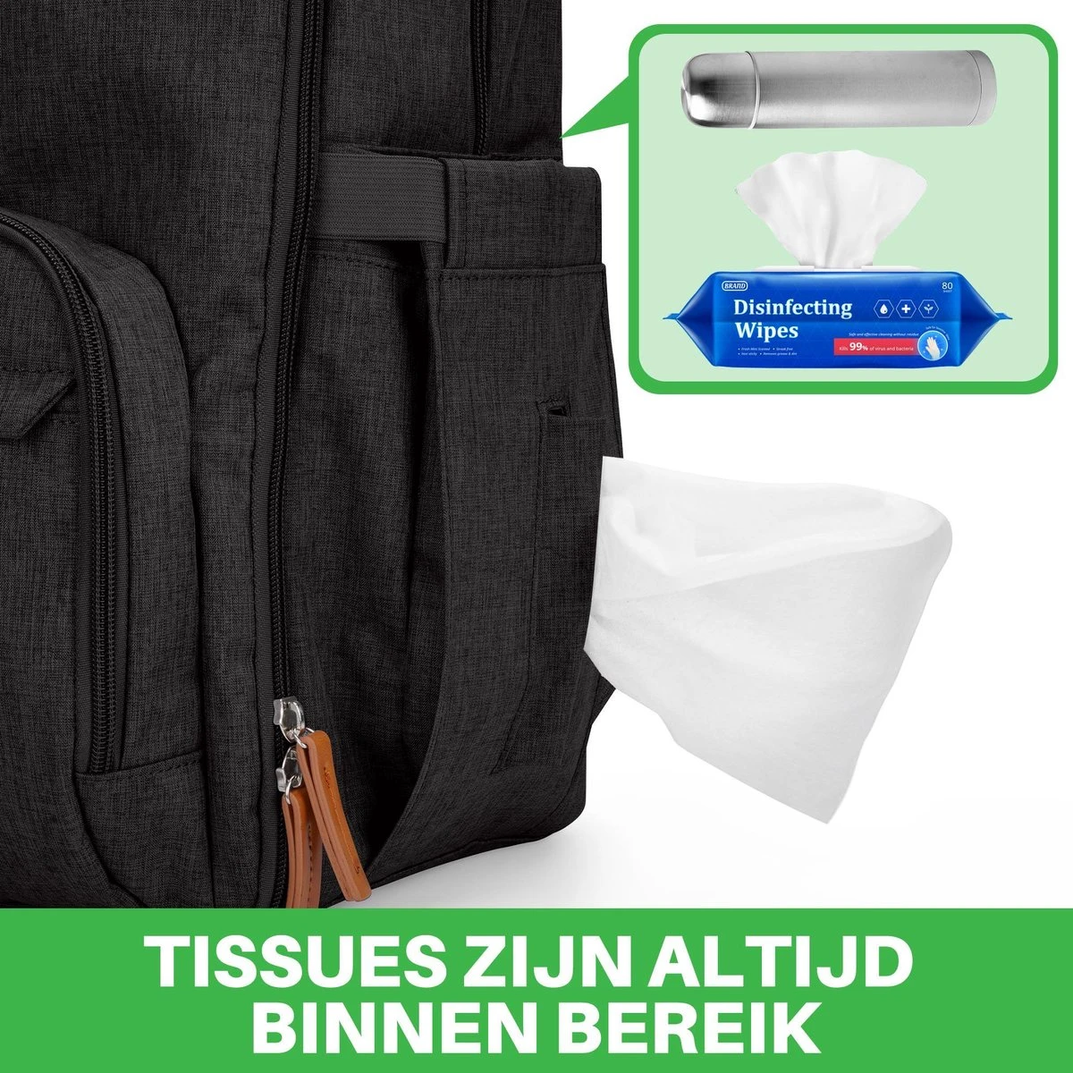 Brisby Slijtvaste Luiertas – Verzorgingstas – Met Buggymontage - Zwart 7 Brisby Slijtvaste Luiertas – Verzorgingstas – Met Buggymontage - Zwart - Afbeelding 5