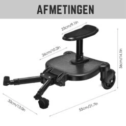 Merkloos Kinderwagen/Buggy Meerijdplankje - Kant & Klaar - In Elkaar Gezet - Universeel – Met Zitje – Verstelbaar – Zwart -Babyproducten Serie Winkel 1200x1200 604
