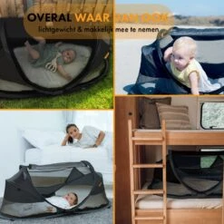 Deryan Baby Luxe Campingbedje – Inclusief Zelfopblaasbare Matras - Zwart -Babyproducten Serie Winkel 1200x1200 734