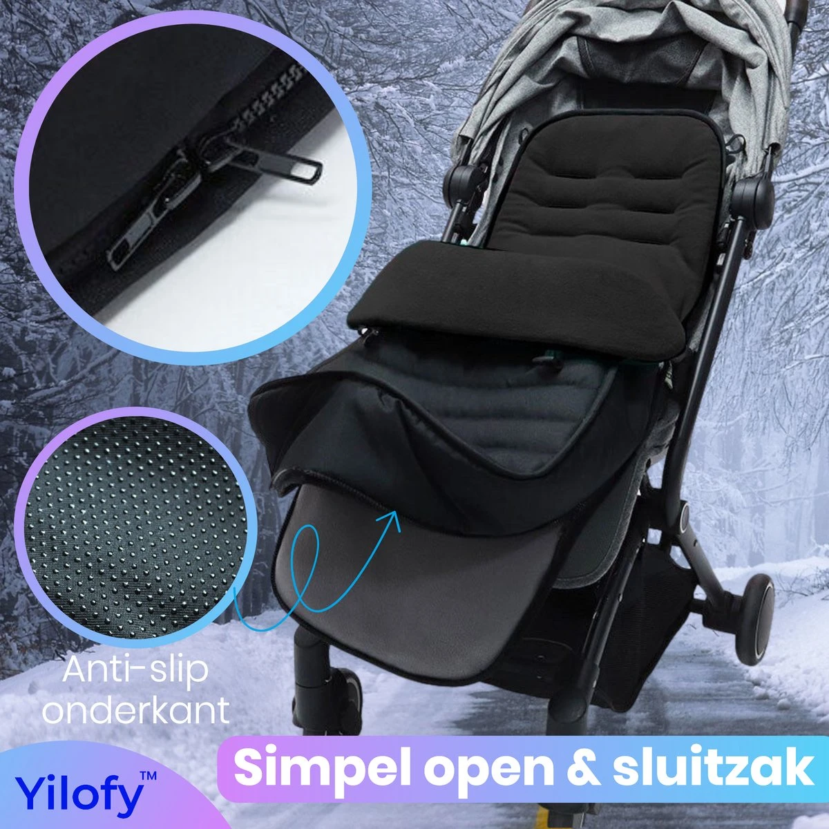 Yilofy Universele Luxe Voetenzak Babywagen & Autostoel Zwart Buggy Kinderwagen Voetzak 4 Yilofy Universele Luxe Voetenzak Babywagen & Autostoel Zwart Buggy Kinderwagen Voetzak - Afbeelding 2