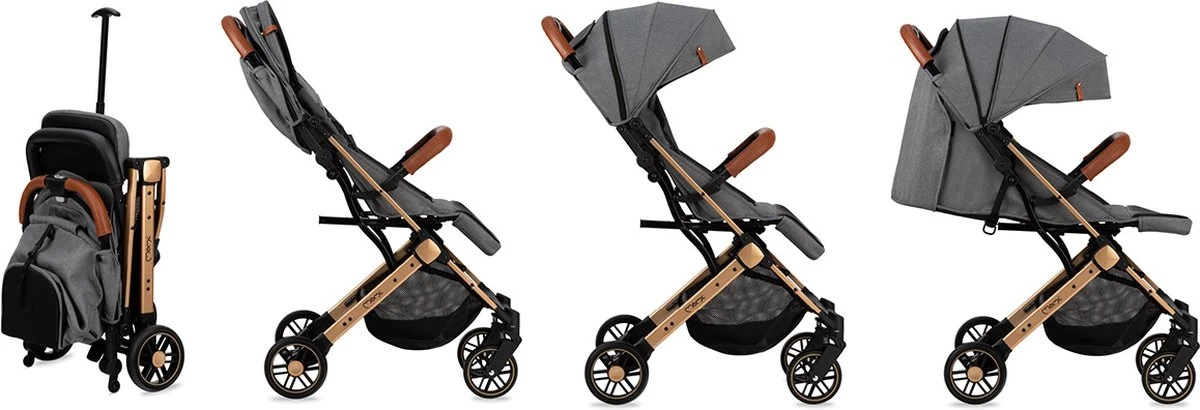 MoMi Wandelwagen - Compacte Lichtgewicht Buggy - Estelle - Gray-Gold (geschikt Van 6mnd - 15kg) 13 MoMi Wandelwagen - Compacte Lichtgewicht Buggy - Estelle - Gray-Gold (geschikt Van 6mnd - 15kg) - Afbeelding 11