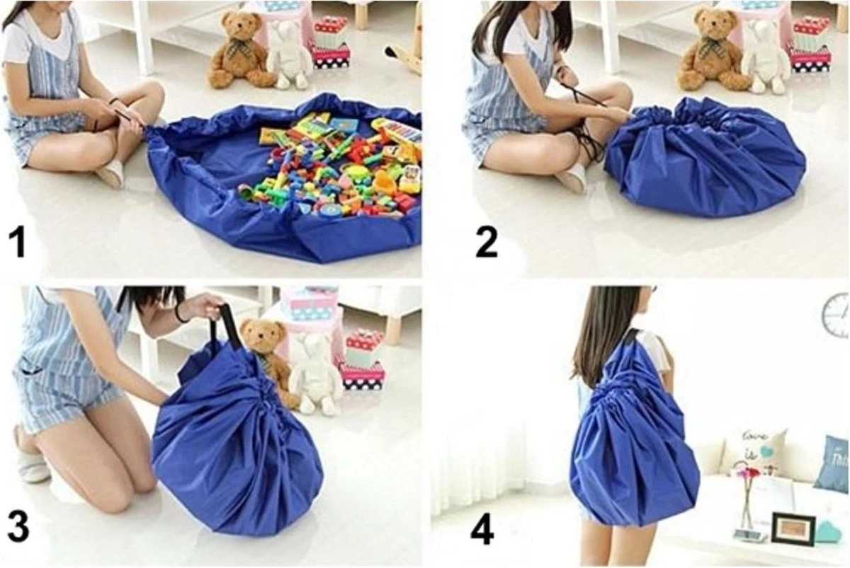 2 In 1 Speelgoed Opberg Kleed | Speelgoed Organizer | Speelmat Voor Kinderen | Opbergzak Speelkleed | Diameter 1.5 Meter | Kleur Groen 6 2 In 1 Speelgoed Opberg Kleed | Speelgoed Organizer | Speelmat Voor Kinderen | Opbergzak Speelkleed | Diameter 1.5 Meter | Kleur Groen - Afbeelding 4