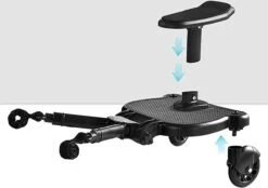 Merkloos Meerijdplankje - Kinderwagen - Buggy - KANT EN KLAAR - Al In Elkaar Gezet! - Met Zitje Voor Uw Kind - Zwart -Babyproducten Serie Winkel 1200x844 3