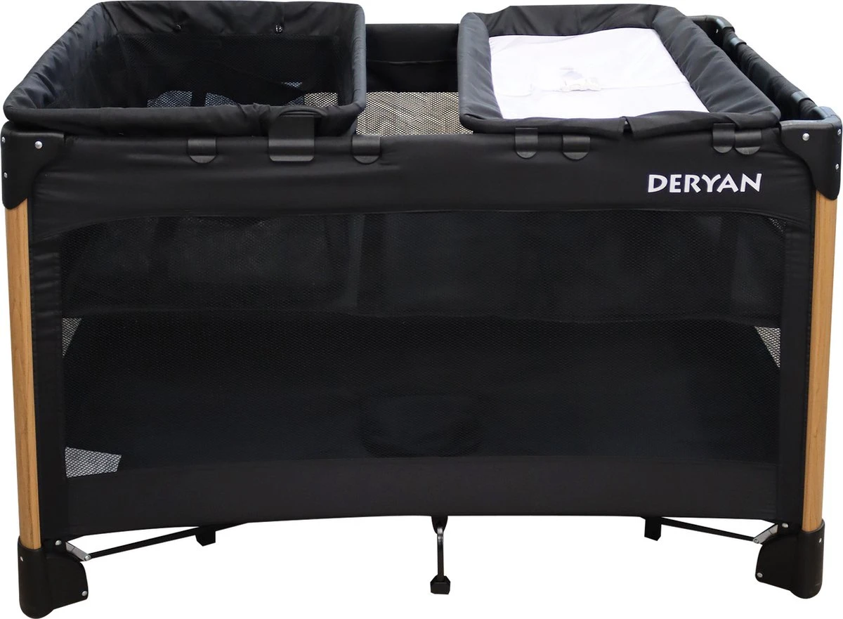 Deryan Luxe Campingbed Compleet - 120x60cm - Bodemverhoger - Verschoonblad - Opbergmand - Zwart 9 Deryan Luxe Campingbed Compleet - 120x60cm - Bodemverhoger - Verschoonblad - Opbergmand - Zwart - Afbeelding 7