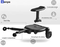 Merkloos Meerijdplankje Universeel Buggy/Kinderwagen - Kinderwagen Accessoire Met Afneembaar Zitje Van Hoogwaardige Kwaliteit - Verstelbaar Meerijdplankje -Babyproducten Serie Winkel 1200x941