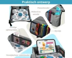 Premium Reistafel Voor Kinderen - Inclusief Tablethouder + Gratis Draagtas En Potloden - Auto Organizer - Playtray - Opvouwbaar - Speeltafel Auto - Tekentafel Auto - Grijs -Babyproducten Serie Winkel 1200x960 1