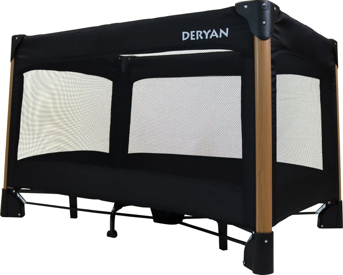 Deryan Luxe Campingbed Compleet - 120x60cm - Bodemverhoger - Verschoonblad - Opbergmand - Zwart 10 Deryan Luxe Campingbed Compleet - 120x60cm - Bodemverhoger - Verschoonblad - Opbergmand - Zwart - Afbeelding 8
