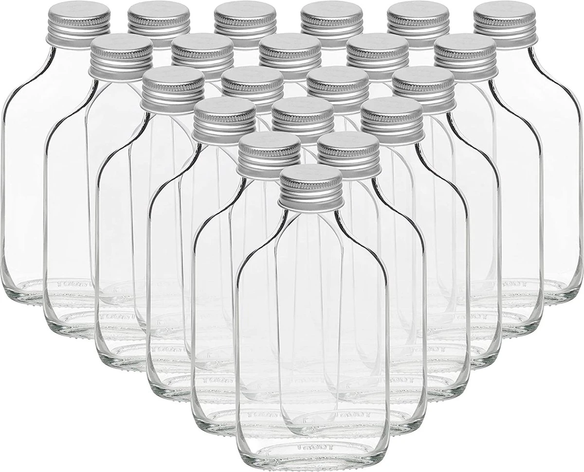 Belle Vous Mini 100ml Glazen Flask Likeur Flessen Met Zilveren Doppen & Trechter (20 Pak) – Lege Schroefdop Miniatuur Flessen Voor Huwelijk & Feesten – Alcohol, Schnaps, Whisky, Shots & Drankjes 3 Belle Vous Mini 100ml Glazen Flask Likeur Flessen Met Zilveren Doppen & Trechter (20 Pak) – Lege Schroefdop Miniatuur Flessen Voor Huwelijk & Feesten – Alcohol, Schnaps, Whisky, Shots & Drankjes