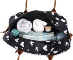 Kidzroom Black And White Luiertas - Zwart - Ophanglussen Kinderwagen - Verschoonmatje - Verstelbare Schouderband -Babyproducten Serie Winkel 1200x982 1