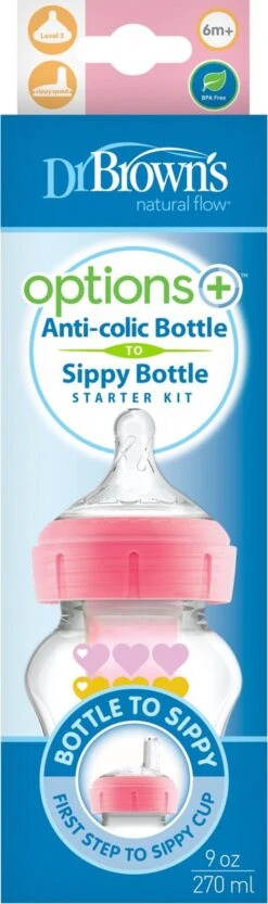 Dr. Brown's Options+ Anti-colic Transition Bottle - Bottle To Sippy Starterkit BH - 270 Ml - Roze 5 Dr. Brown's Options+ Anti-colic Transition Bottle - Bottle To Sippy Starterkit BH - 270 Ml - Roze -Babyproducten Serie Winkel 356x1200