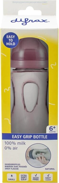 Difrax Handgreep Babyfles 240 Ml Natural - Anti-Colic - Raspberry/|Roze -Babyproducten Serie Winkel 390x1200