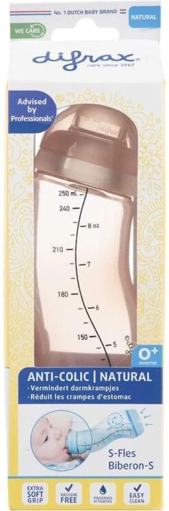 Difrax Anti-Colic S-Babyfles Natural - 250 Ml - Blossom/Roze -Babyproducten Serie Winkel 397x1200 2