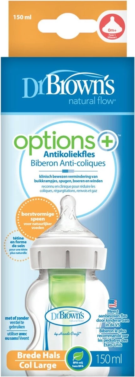 Dr. Brown's Options+ Anti-colic Bottle Brede Hals Fles - 150 Ml 3 Dr. Brown's Options+ Anti-colic Bottle Brede Hals Fles - 150 Ml