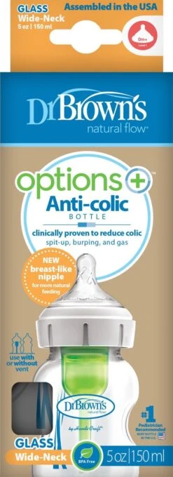 Dr. Brown's Options+ Anti-colic Bottle Brede Hals Fles - Glas - 150 Ml -Babyproducten Serie Winkel 436x1200