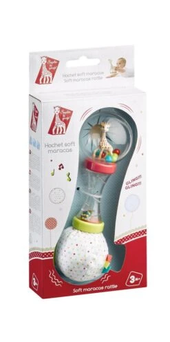 Sophie De Giraf - Rammelaar - Zachte Maracas - In Wit-rood Geschenkdoosje -Babyproducten Serie Winkel 599x1200
