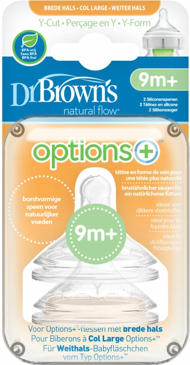 Dr. Brown's Options+ Anti-colic Y-speen - Voor Brede Halsfles - 2 Stuks 3 Dr. Brown's Options+ Anti-colic Y-speen - Voor Brede Halsfles - 2 Stuks