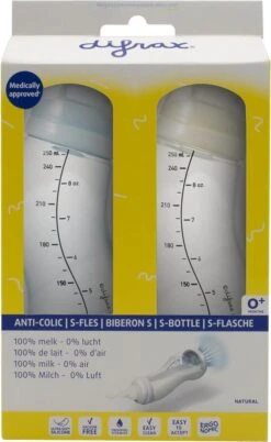 Difrax - S-Fles Duopack - Wit/Blauw - 250ml - 0+ Maanden -Babyproducten Serie Winkel 738x1200 2