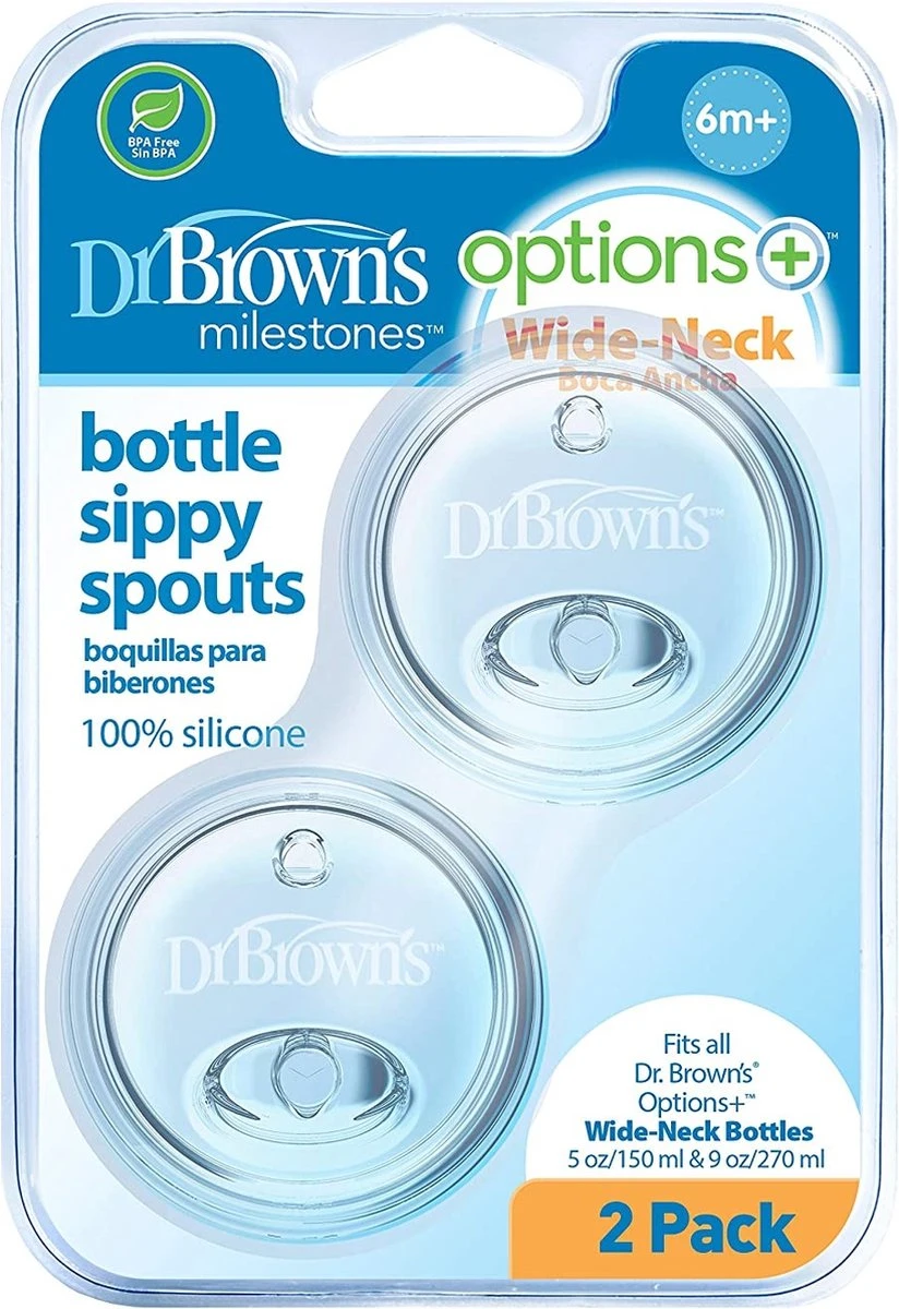 Dr. Brown's Options+ Anti-colic Sippy Spout - Voor Brede Halsfles - 2 Stuks 3 Dr. Brown's Options+ Anti-colic Sippy Spout - Voor Brede Halsfles - 2 Stuks