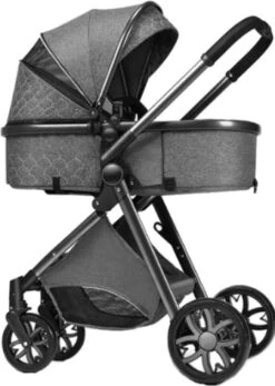 Merkloos Kinderwagen 3-in-1 – Luxe Kinderwagen - Buggy – Wandelwagen - Multifunctioneel – Opklapbaar – Incl Autostoel – Donkergrijs -Babyproducten Serie Winkel 853x1200 1