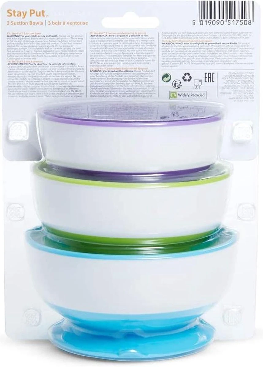 Munchkin 3 Stay Put Suction Bowls/ 3 Kommetjes Met Zuignappen 9 Munchkin 3 Stay Put Suction Bowls/ 3 Kommetjes Met Zuignappen - Afbeelding 7