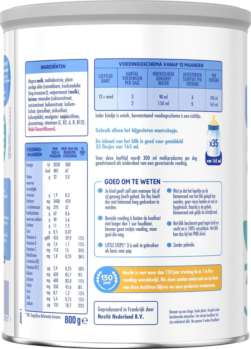 Little Steps Standaard 3 Flesvoeding - Vanaf 12 Maanden - 2 X 800 Gram 8 Little Steps Standaard 3 Flesvoeding - Vanaf 12 Maanden - 2 X 800 Gram - Afbeelding 7