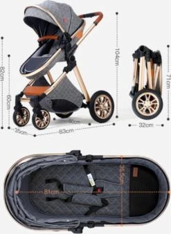 Merkloos Kinderwagen 3-in-1 – Luxe Kinderwagen - Buggy – Wandelwagen - Multifunctioneel – Opklapbaar – Incl Autostoel – Grijs -Babyproducten Serie Winkel 877x1200 6