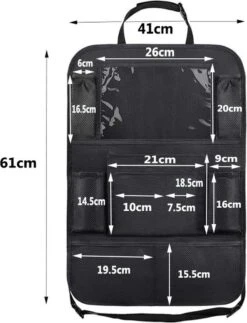 Merkloos Autostoel Organizer + Opvouwbare Mini Prullenbak Bundel - Musthave Voor Uw Autovakantie! - IPad/Tablet Houder - Opvouwbaar - Inklapbaar - Rugleuning - Auto Opbergsysteem - Kinderen - Waterafstotend - Prullenmand - Licht - Opberg - Universeel - Handig -Babyproducten Serie Winkel 917x1200