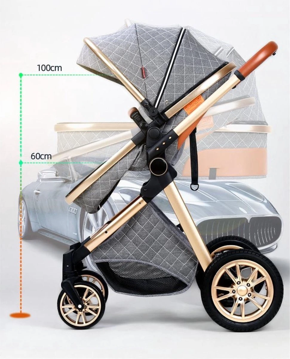 Merkloos Kinderwagen 3-in-1 – Luxe Kinderwagen - Buggy – Wandelwagen - Multifunctioneel – Opklapbaar – Incl Autostoel – Donkerbruin 5 Merkloos Kinderwagen 3-in-1 – Luxe Kinderwagen - Buggy – Wandelwagen - Multifunctioneel – Opklapbaar – Incl Autostoel – Donkerbruin - Afbeelding 3