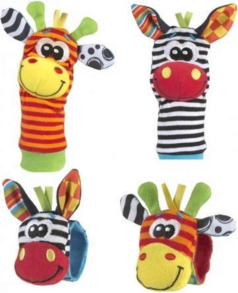Playgro Pols- En Voetrammelaarset Zebra & Giraf - Set Van 4 Stuks, 2 Polsbandjes En 2 Rammelsokjes 13 Playgro Pols- En Voetrammelaarset Zebra & Giraf - Set Van 4 Stuks, 2 Polsbandjes En 2 Rammelsokjes - Afbeelding 11