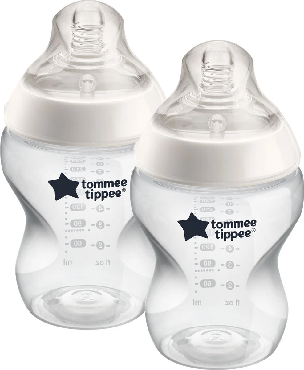 Tommee Tippee Closer To Nature - Zuigflessen - Langzame Uitstroomsnelheid - Anti-colic Ventiel - 260 Ml - Verpakking Van 2 Stuks - Doorzichtig 3 Tommee Tippee Closer To Nature - Zuigflessen - Langzame Uitstroomsnelheid - Anti-colic Ventiel - 260 Ml - Verpakking Van 2 Stuks - Doorzichtig