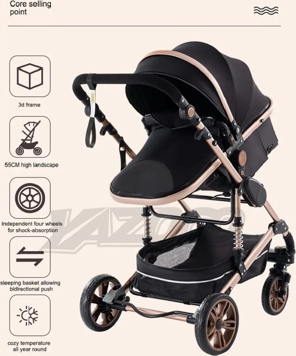 Merkloos Luxe Multi-functionele 3 In 1 Wandelwagen - Babywagen - Kwalitatieve Buggy - Opklapbare Kinderwagen - Licht En Flexibel 16 Merkloos Luxe Multi-functionele 3 In 1 Wandelwagen - Babywagen - Kwalitatieve Buggy - Opklapbare Kinderwagen - Licht En Flexibel - Afbeelding 14